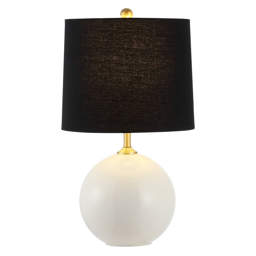 Safavieh RELTA, 24-Inch Modern Table Lamp with White Glass Base & Black Shade for Stylish Home Decor Lighting TBL4441A