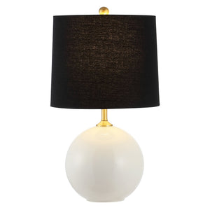 Safavieh RELTA, 24-Inch Modern Table Lamp with White Glass Base & Black Shade for Stylish Home Decor Lighting TBL4441A