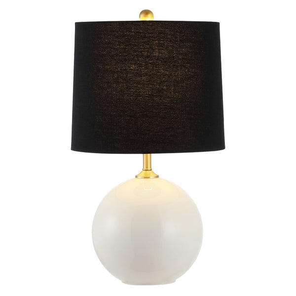 Safavieh RELTA, 24-Inch Modern Table Lamp with White Glass Base & Black Shade for Stylish Home Decor Lighting TBL4441A
