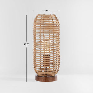 Safavieh EVELINE, 15-Inch Natural Rattan Table Lamp – Cozy Ambient Lighting for Modern and Rustic Spaces TBL4448A