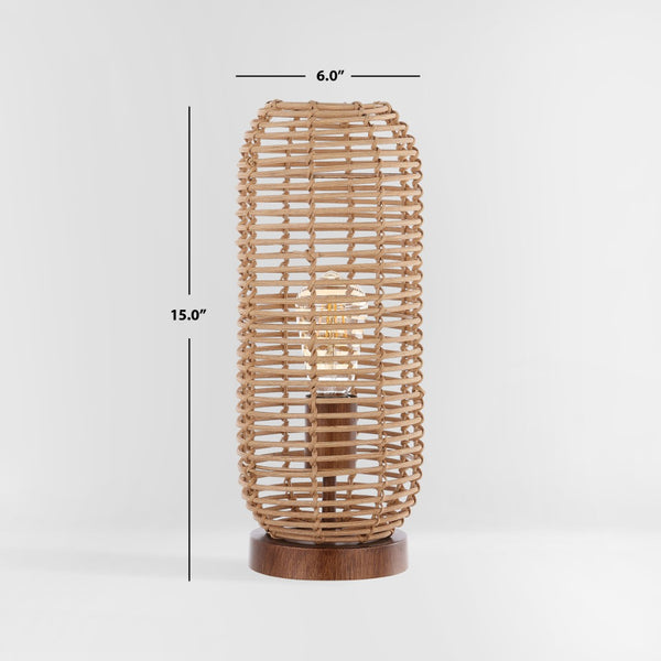 Safavieh EVELINE, 15-Inch Natural Rattan Table Lamp – Cozy Ambient Lighting for Modern and Rustic Spaces TBL4448A