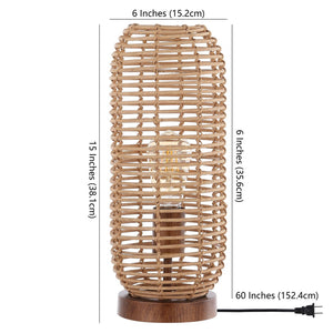 Safavieh EVELINE, 15-Inch Natural Rattan Table Lamp – Cozy Ambient Lighting for Modern and Rustic Spaces TBL4448A