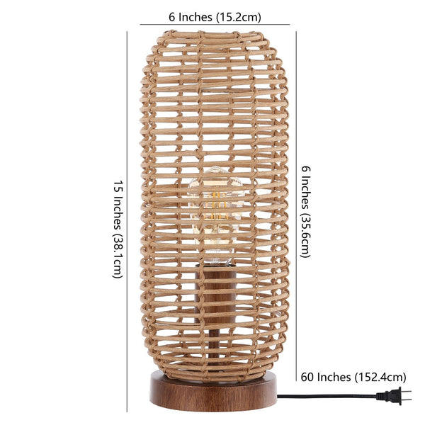 Safavieh EVELINE, 15-Inch Natural Rattan Table Lamp – Cozy Ambient Lighting for Modern and Rustic Spaces TBL4448A
