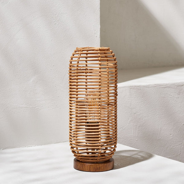 Safavieh EVELINE, 15-Inch Natural Rattan Table Lamp – Cozy Ambient Lighting for Modern and Rustic Spaces TBL4448A