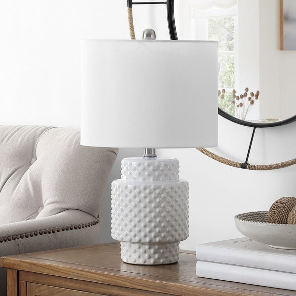 Safavieh SONTER, Elegant 21-Inch White Ceramic Table Lamp Set of 2 - Modern Design for Cozy Ambiance TBL4449A-SET2