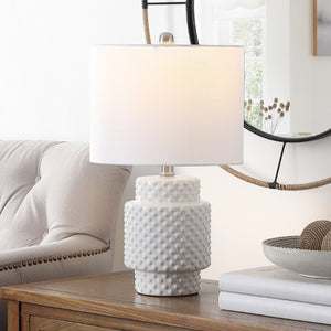 Safavieh SONTER, Elegant 21-Inch White Ceramic Table Lamp Set of 2 - Modern Design for Cozy Ambiance TBL4449A-SET2