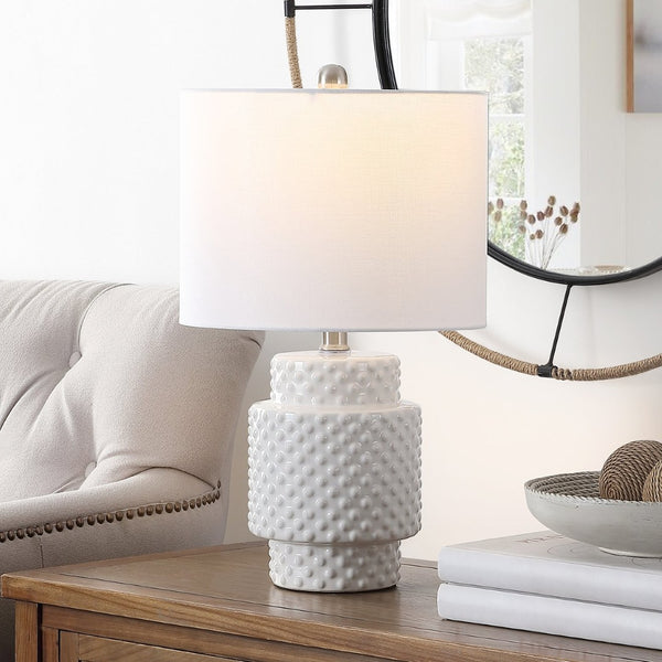 Safavieh SONTER, Elegant 21-Inch White Ceramic Table Lamp Set of 2 - Modern Design for Cozy Ambiance TBL4449A-SET2