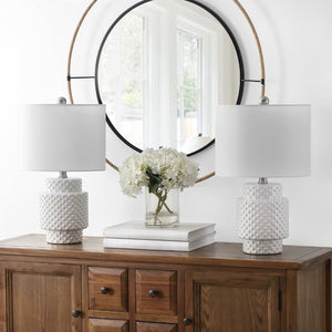 Safavieh SONTER, Elegant 21-Inch White Ceramic Table Lamp Set of 2 - Modern Design for Cozy Ambiance TBL4449A-SET2