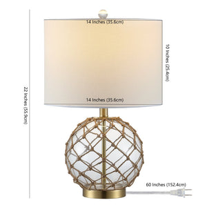 Safavieh GREMELI, Elegant 22-Inch Glass Table Lamp Set of 2 with Natural Rope Accents for Cozy Interiors TBL4450A-SET2