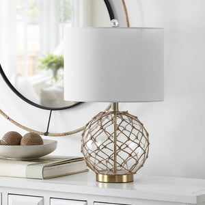 Safavieh GREMELI, Elegant 22-Inch Glass Table Lamp Set of 2 with Natural Rope Accents for Cozy Interiors TBL4450A-SET2