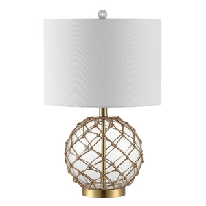 Safavieh GREMELI, Elegant 22-Inch Glass Table Lamp Set of 2 with Natural Rope Accents for Cozy Interiors TBL4450A-SET2