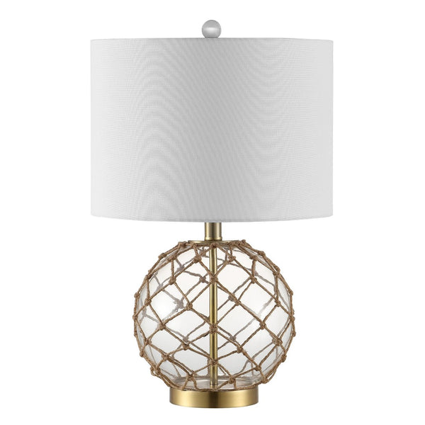 Safavieh GREMELI, Elegant 22-Inch Glass Table Lamp Set of 2 with Natural Rope Accents for Cozy Interiors TBL4450A-SET2