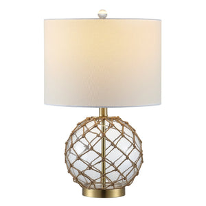 Safavieh GREMELI, Elegant 22-Inch Glass Table Lamp Set of 2 with Natural Rope Accents for Cozy Interiors TBL4450A-SET2