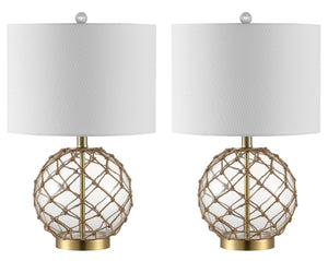 Safavieh GREMELI, Elegant 22-Inch Glass Table Lamp Set of 2 with Natural Rope Accents for Cozy Interiors TBL4450A-SET2