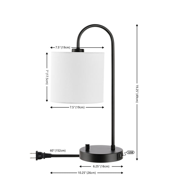 Safavieh Lybrin, 19 Inch, Black, Iron Table Lamp W/ Usb Port Black TBL4455A-U
