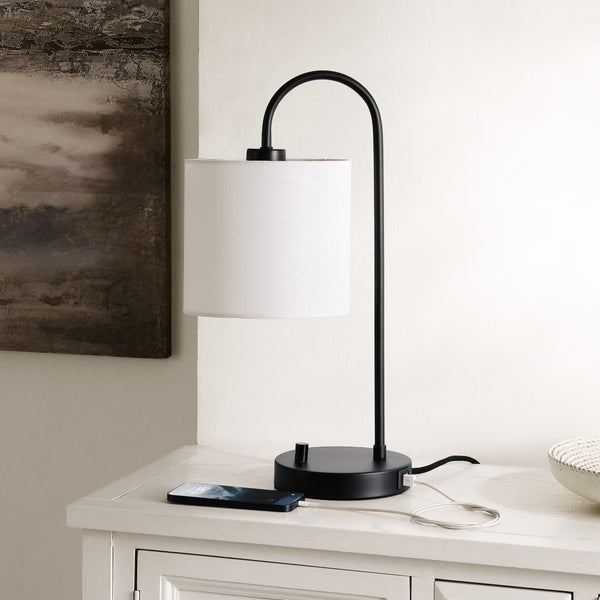 Safavieh Lybrin, 19 Inch, Black, Iron Table Lamp W/ Usb Port Black TBL4455A-U