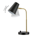 Safavieh  Arynn 19 Inch Table Lamp W/ Usb Port Black/ Brass Metal TBL4457A-U