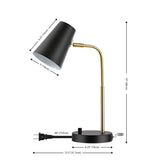 Safavieh  Arynn 19 Inch Table Lamp W/ Usb Port Black/ Brass Metal TBL4457A-U