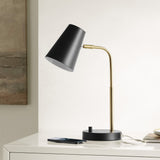 Safavieh  Arynn 19 Inch Table Lamp W/ Usb Port Black/ Brass Metal TBL4457A-U