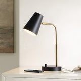 Safavieh  Arynn 19 Inch Table Lamp W/ Usb Port Black/ Brass Metal TBL4457A-U