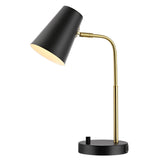 Safavieh  Arynn 19 Inch Table Lamp W/ Usb Port Black/ Brass Metal TBL4457A-U