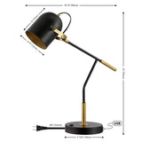 Safavieh Mulaney 22 Inch Table Lamp W/ Usb XII23 Black / Brass Metal TBL4458A-U