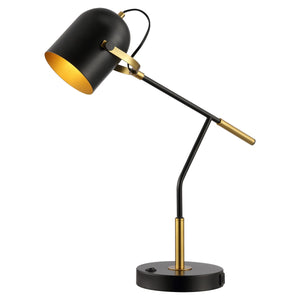 Safavieh Mulaney 22 Inch Table Lamp W/ Usb XII23 Black / Brass Metal TBL4458A-U