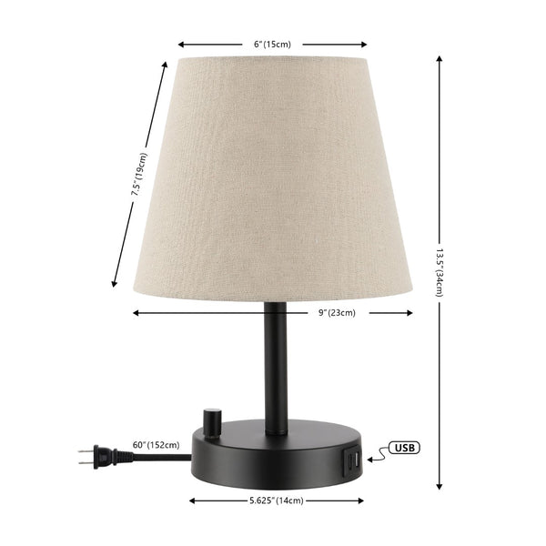 Safavieh Fynn, 13 Inch, Black, Iron Table Lamp W/ Usb Lamp Black TBL4460A-U