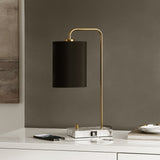 Safavieh Nevana, 20 Inch, Brass/White. Iron Table Lamp W/ Usb Port Brass Gold / White TBL4463A-U