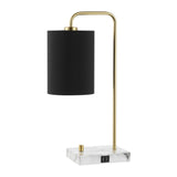 Safavieh Nevana, 20 Inch, Brass/White. Iron Table Lamp W/ Usb Port Brass Gold / White TBL4463A-U