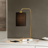 Safavieh Nevana, 20 Inch, Brass/White. Iron Table Lamp W/ Usb Port Brass Gold / White TBL4463A-U