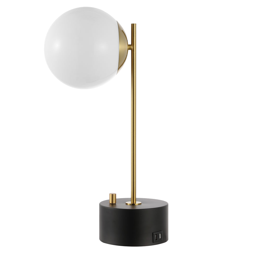 Safavieh Ryu, 18 Inch, Brass/Black, Glass/Iron Table Lamp W/ Usb Port Black / Brass Gold TBL4464A-U