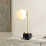 Safavieh Ryu, 18 Inch, Brass/Black, Glass/Iron Table Lamp W/ Usb Port Black / Brass Gold TBL4464A-U