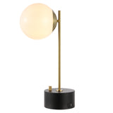 Safavieh Ryu, 18 Inch, Brass/Black, Glass/Iron Table Lamp W/ Usb Port Black / Brass Gold TBL4464A-U