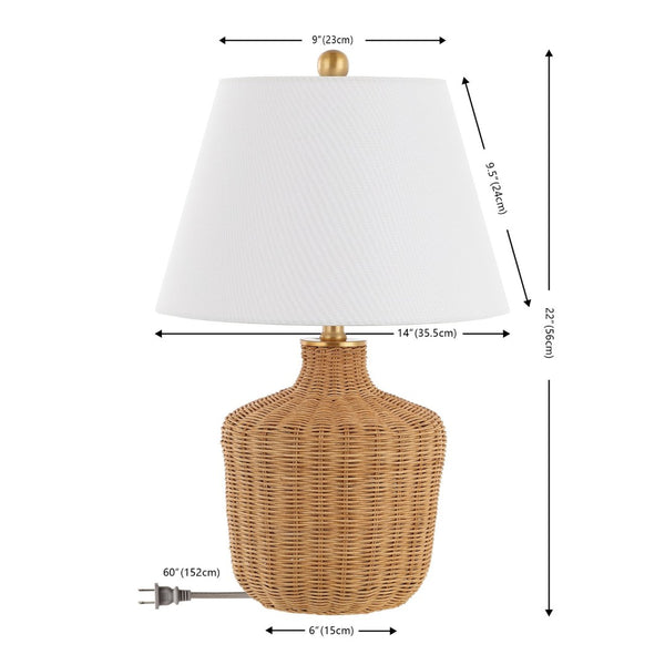 Safavieh SAOLIA, SAOLIA 22-Inch Handwoven Natural Rattan Table Lamp - Coastal & Bohemian Style for Any Room Decor TBL4467A