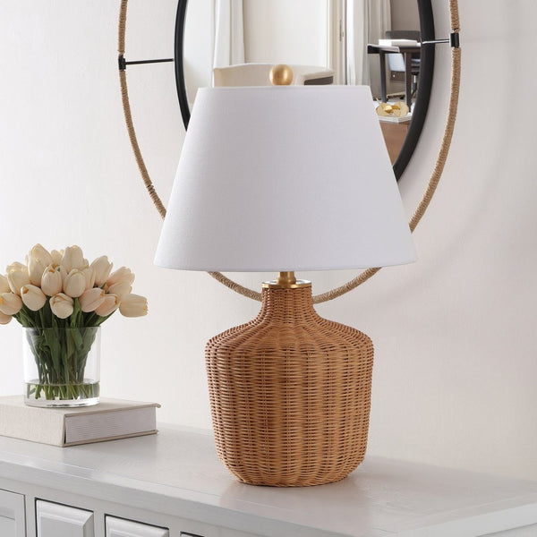 Safavieh SAOLIA, SAOLIA 22-Inch Handwoven Natural Rattan Table Lamp - Coastal & Bohemian Style for Any Room Decor TBL4467A