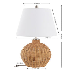 Safavieh JUANA, 22-Inch Handwoven Rattan Table Lamp - Natural Glow for Bohemian & Coastal Decor Styles TBL4468A
