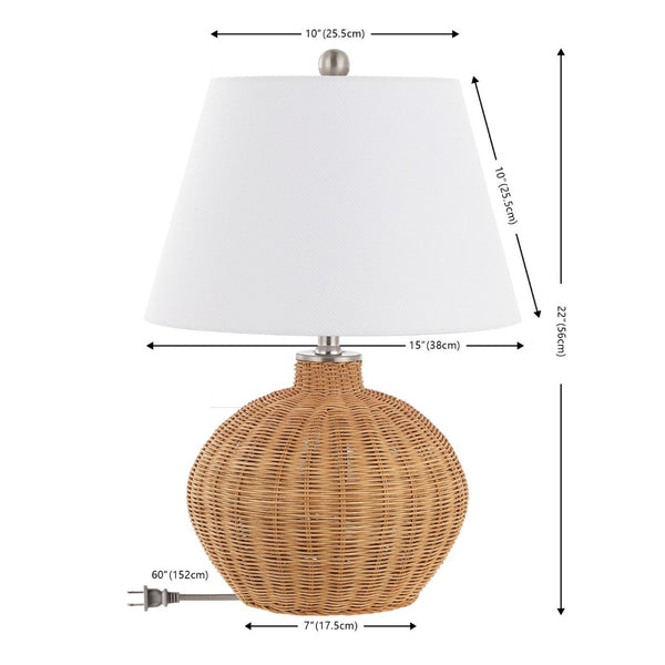 Safavieh JUANA, 22-Inch Handwoven Rattan Table Lamp - Natural Glow for Bohemian & Coastal Decor Styles TBL4468A