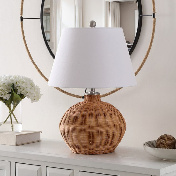 Safavieh JUANA, 22-Inch Handwoven Rattan Table Lamp - Natural Glow for Bohemian & Coastal Decor Styles TBL4468A