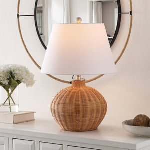 Safavieh JUANA, 22-Inch Handwoven Rattan Table Lamp - Natural Glow for Bohemian & Coastal Decor Styles TBL4468A