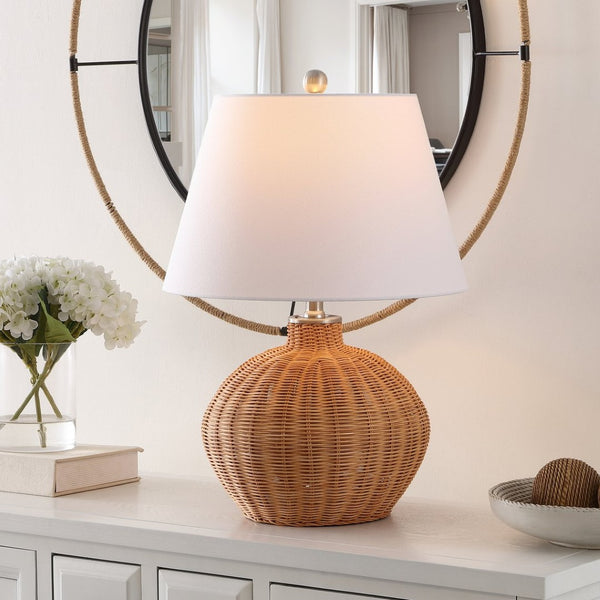 Safavieh JUANA, 22-Inch Handwoven Rattan Table Lamp - Natural Glow for Bohemian & Coastal Decor Styles TBL4468A
