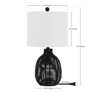 Safavieh OROYA, Handwoven Rattan Table Lamp for Ambient Illumination in Modern and Traditional Interiors Black TBL4473B