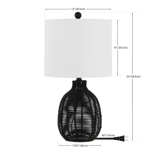 Safavieh OROYA, Handwoven Rattan Table Lamp for Ambient Illumination in Modern and Traditional Interiors Black TBL4473B
