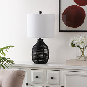 Safavieh OROYA, Handwoven Rattan Table Lamp for Ambient Illumination in Modern and Traditional Interiors Black TBL4473B