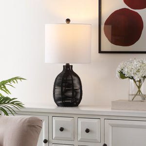 Safavieh OROYA, Handwoven Rattan Table Lamp for Ambient Illumination in Modern and Traditional Interiors Black TBL4473B