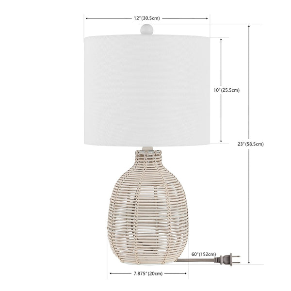 Safavieh OROYA, Handwoven Rattan Table Lamp for Ambient Illumination in Modern and Traditional Interiors Off White TBL4473C
