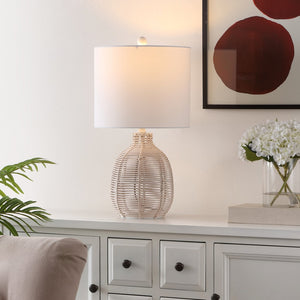 Safavieh OROYA, Handwoven Rattan Table Lamp for Ambient Illumination in Modern and Traditional Interiors Off White TBL4473C