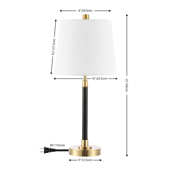 Safavieh VITALE, 22-Inch Black and Brass Iron Table Lamp - Modern Minimalist Design for Home Elegance TBL4475A