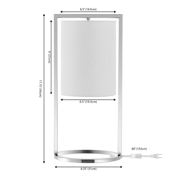 Safavieh TAMIKO, 17.75-Inch Chrome Iron Table Lamp – Modern Minimalist Design for Cozy Ambient Lighting TBL4476B