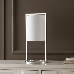 Safavieh TAMIKO, 17.75-Inch Chrome Iron Table Lamp – Modern Minimalist Design for Cozy Ambient Lighting TBL4476B
